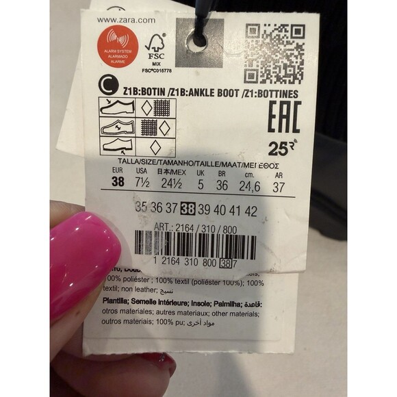 ZARA Women Ribbed Sock Chunky Ankle Boots With Track Sole Black US 7.5 EUR 38 - Picture 13 of 13